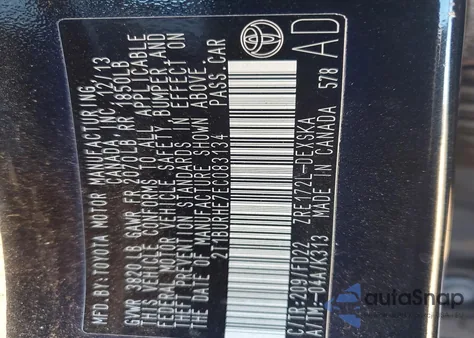 2014 Toyota Corolla L из США, поврежденный, VIN 2T1BURHE7EC083134